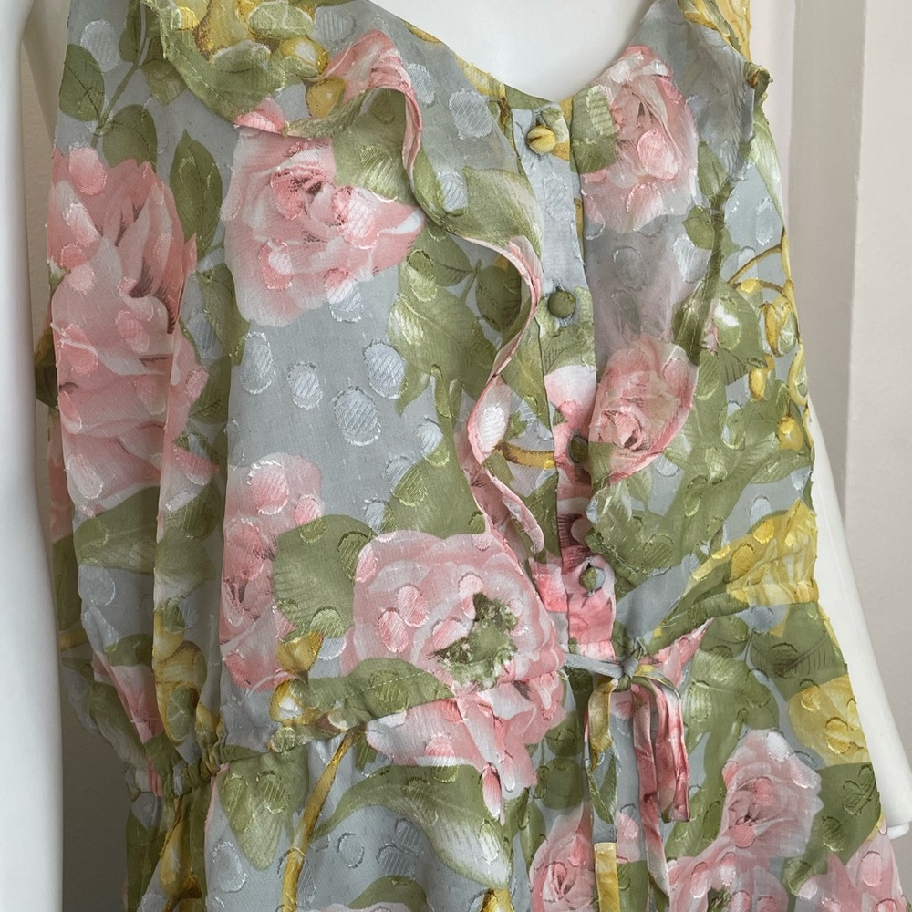 Floral Ruffled Adjustable Strap Top - Picture 2 of 7